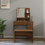 Dressing Table Set with LED Brown Oak Engineered Wood 3114122