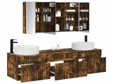 Bathroom Cabinet Set 4 pcs Smoked Oak Engineered Wood 3406667