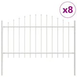 Garden Fence 8 pcs White 170 x 140 cm Powder-Coated Steel 3360173