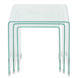 Three Piece Nesting Table Set Tempered Glass Clear 244190