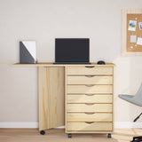 Rolling Cabinet with Desk MOSS Clear Varnish Solid Pine wood 42032404