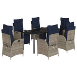 7 Piece Garden Dining Set with Cushions Grey Poly Rattan 3213487