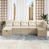 Sofa Set with Cushion Manual 7 pcs Beige and Cream Poly Rattan 3359200