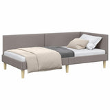 Corner Bed Frame with Headboard Taupe 100 cm x 200 cm Velvet 42016202