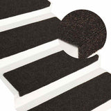 ZNTS Stair Mats Self-adhesive 30 pcs Dark Brown 65x21x4 cm 3365697