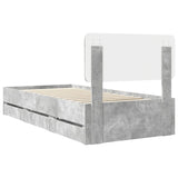 Bed Frame Concrete Grey 100 x 200 cm Engineered Wood 3412216