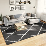 Shaggy Rug PAMPLONA High Pile Modern Black and Cream 240x340 cm 375417