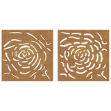 Garden Wall Decorations 2 pcs 55x55 cm Corten Steel Rose Design 824507