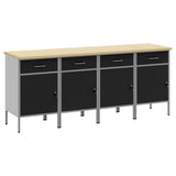 Work Cabinet with Drawer 4 pcs Black and Grey 200 x 55 x 85 cm 3321384