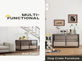 100cm Furniture Style Dog Crate Dog Cage End Table Indoor with 3 Doors Soft Washable Cushion, for T3398P376383