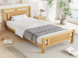 Wooden bed, 3ft single bed 90190cm, MDF with rattan paper, Sturdy bed slats, PineMDFPlywood, Wood N604P353107N