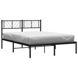 Metal Bed Frame without Mattress with Headboard Black 135x190cm 372178