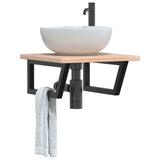 Basin Shelf Wall Mounted Steel and Solid Wood Oak 3302383