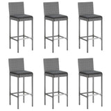7 Piece Garden Bar Set with Cushions Grey Poly Rattan 3203948