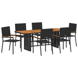 Garden Dining Set 7 pcs Black and Brown Poly Rattan 3365430