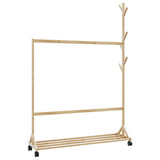 Clothes Rack with Hooks and Wheels 100x35x157 cm Bamboo 4008915
