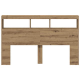 Headboard Cabinet with LED Artisan Oak 160x17x102 cm 863132
