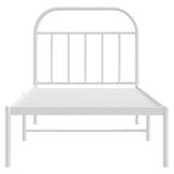 Bed Frame White Powder-Coated Steel Single Bed Frame 353677
