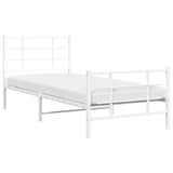 Metal Bed Frame without Mattress with Footboard White 90x200cm 355621