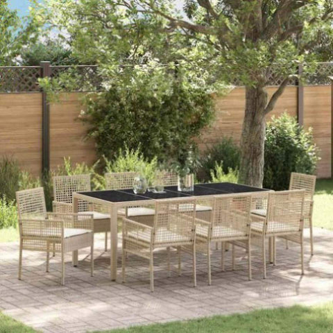 Garden Dining Set 9 pcs Beige PE rattan 3334892