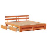 Bed Frame with Headboard Wax Brown 180 x 200 cm Solid Pine Wood 3382267