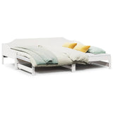 Daybed with Trundle without Mattress White 90x190 cm Single Solid Wood 850909