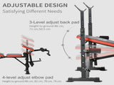 Adjustable Weight Bench with Leg Extension, Barbell Rack, Preacher Curl Pad, Butterfly, T3398P349196