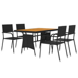 Outdoor Dining Set Black PE rattan, steel, solid acacia wood Medium 3120096