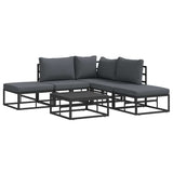 Garden Sofa Set with Cushion 6 pcs Black Aluminium 3378870
