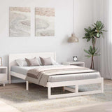 Bed Frame with Headboard White 120 x 190 cm Solid Pine Wood 873284