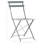 ZNTS 3 Piece Bistro Set Steel Grey 44355