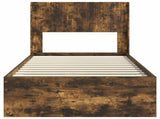 Bed Frame with Storage and Headboard Smoked Oak 90 x 190 cm 3414345