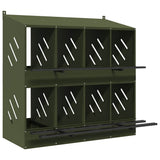 Chicken Nesting Box with 8 Compartments Olive Green Metal 864349