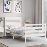 Bed Frame without Mattress White Small Single Solid Wood 3194987