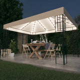 Gazebo with LED String Lights 3x4 m Cream 3070321