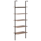 5-Tier Leaning Shelf Dark Brown and Black 64x35x185 cm 336386