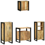 Bathroom Furniture Set with Shelf 4 pcs Brown Solid Mango Wood 3305656