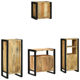 Bathroom Furniture Set with Shelf 4 pcs Brown Solid Mango Wood 3305656