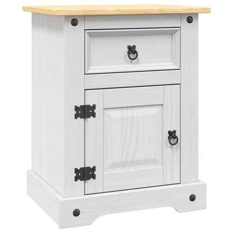 ZNTS Bedside Cabinet Mexican Pine Corona Range White 53x39x67 cm 282618