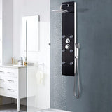 Shower Panel Unit Glass 25x44.6x130 cm Black 142993