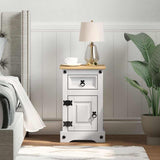 Bedside Table Corona White 35 x 32.5 x 58 cm Solid Pine Wood 42021183