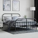 Bed Frame Black Powder-Coated Steel Double Bed Frame 353654