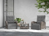 2 Seater Patio Rattan Chaise Lounge Sofa Set with Fabric Cushion, Grey and Brown T3398P325090