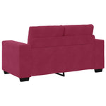 Sofa Set with Cushion 3 pcs Wine Red 221 x 78 x 80 cm Velvet 3324643