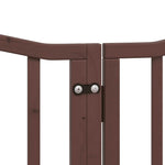 Dog Gate with Door Foldable 12 Panels Brown 600 cm Poplar Wood 3155607