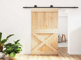 Sliding Door Natural and Black 90 x 210 cm Solid Pine Wood 3444982
