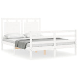Bed Frame without Mattress White Double Solid Wood 3194027