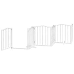 Dog Gate with Door Foldable 12 Panels White 600 cm Poplar Wood 3155592