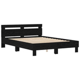 Bed Frame with LED Black Oak 140 x 200 cm Engineered Wood 3333947