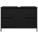 Basin Cabinet with Drawers Black Oak 90x34.5x60 cm 861887